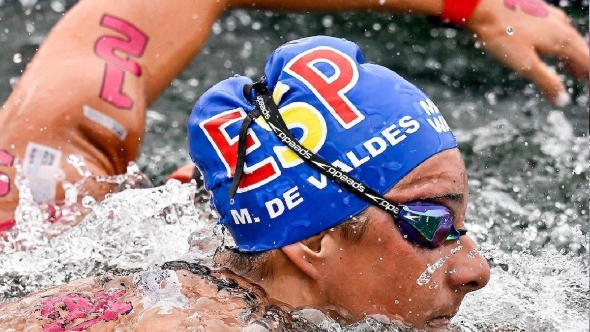 María de Valdés, en la prueba de aguas abiertas en el Mundial de Singapur.
