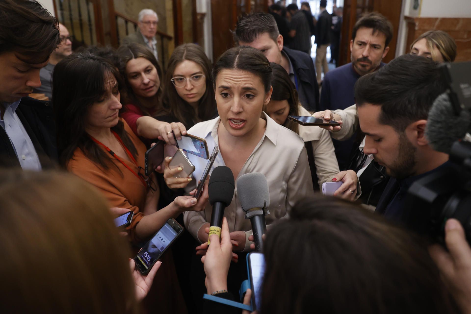 Irene Montero, en los pasillos del Congreso este miércoles.