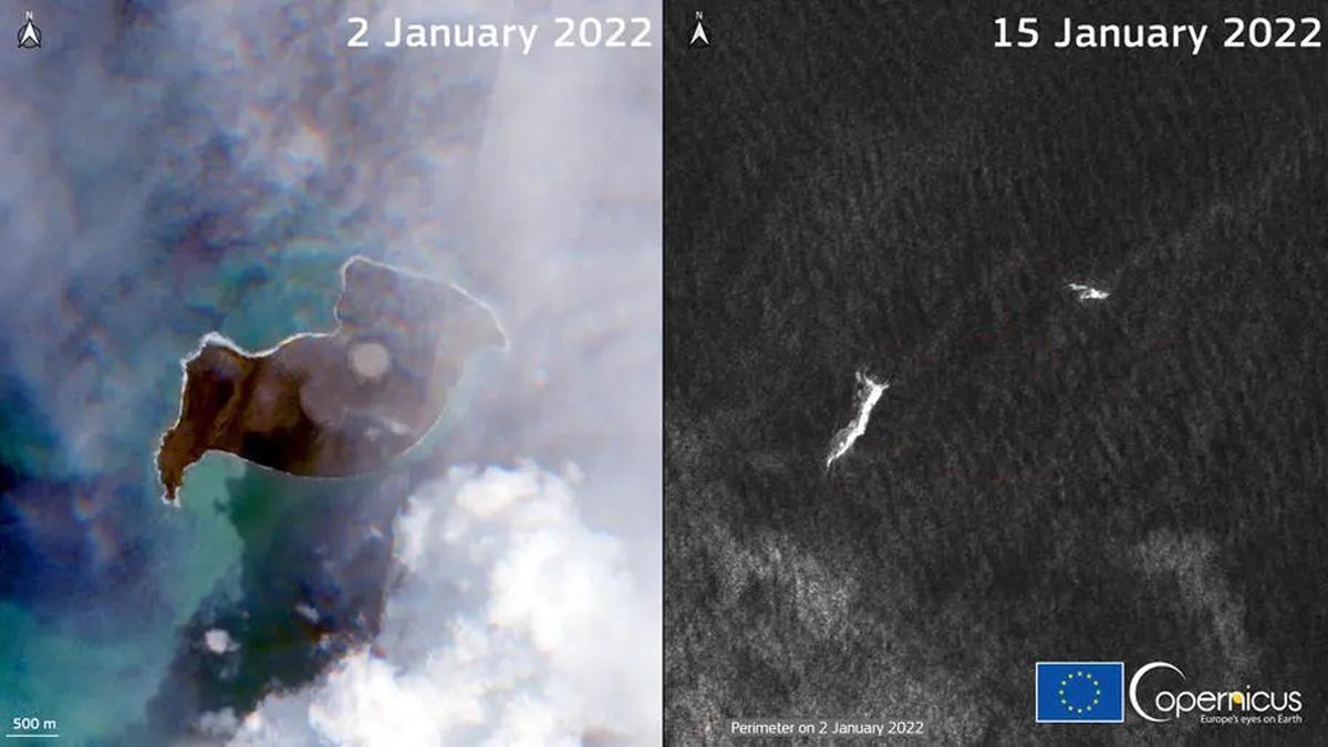 Antes y después de la erupción