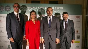 Luis Sans, presidente de la asociación Amics de Passeig de Gràcia; Cristina Ferrando, jueza decana de Barcelona; Albert Dalmau, conseller de la Presidència; y Albert Batlle, tercer teniente de alcalde