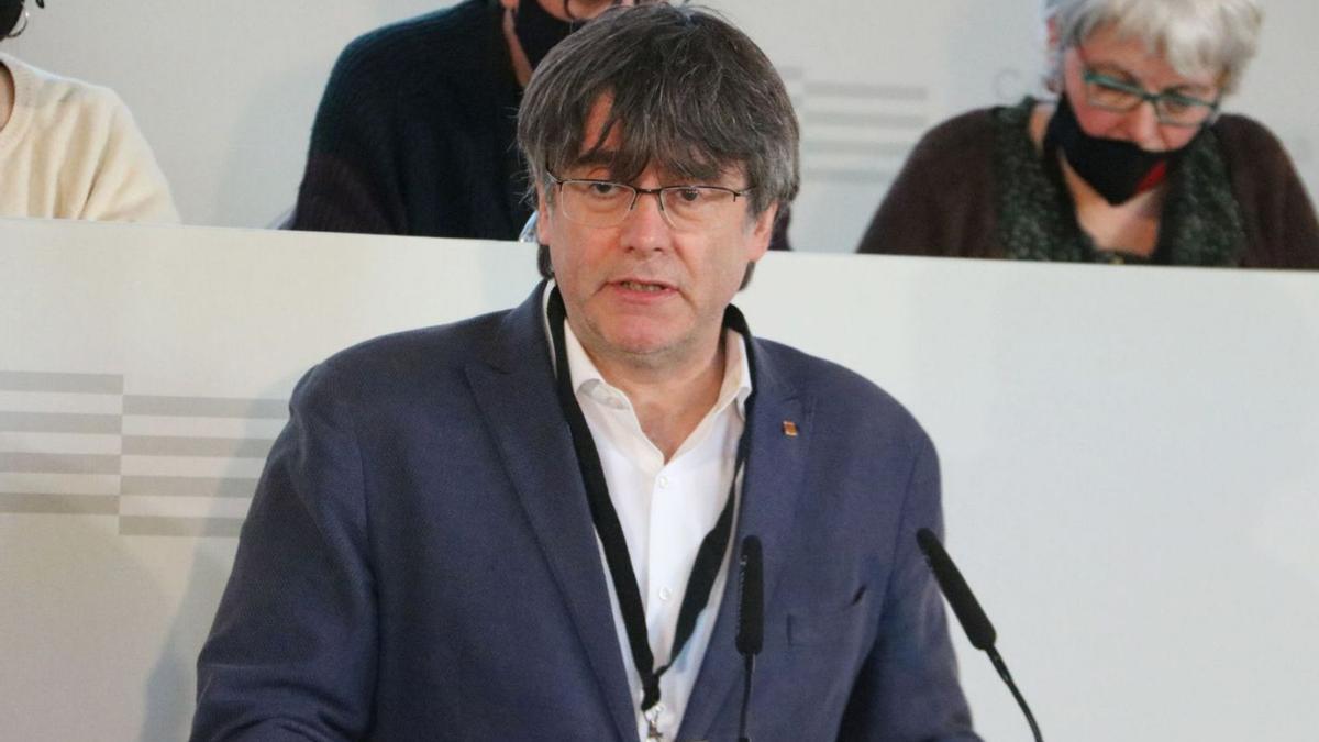 Carles Puigdemont, ahir durant la seva intervenció | ACN