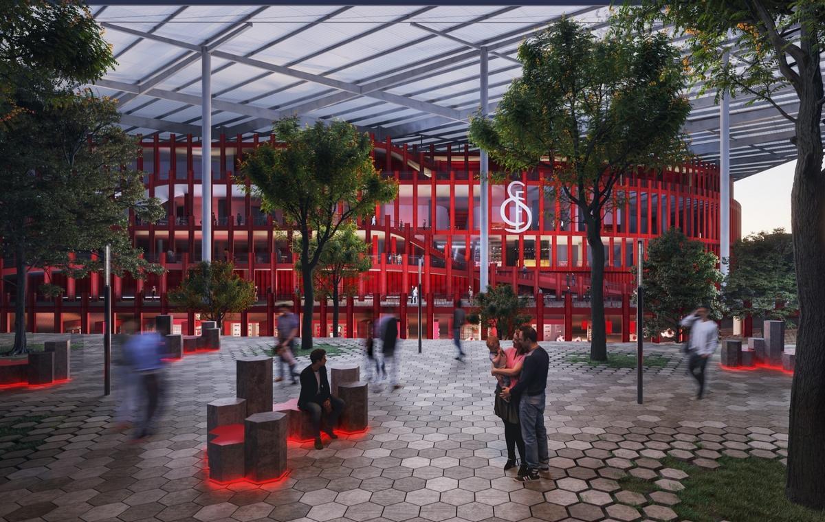 Recreación del exterior del futuro estadio del Sevilla FC, el nuevo Ramón Sánchez-Pizjuán