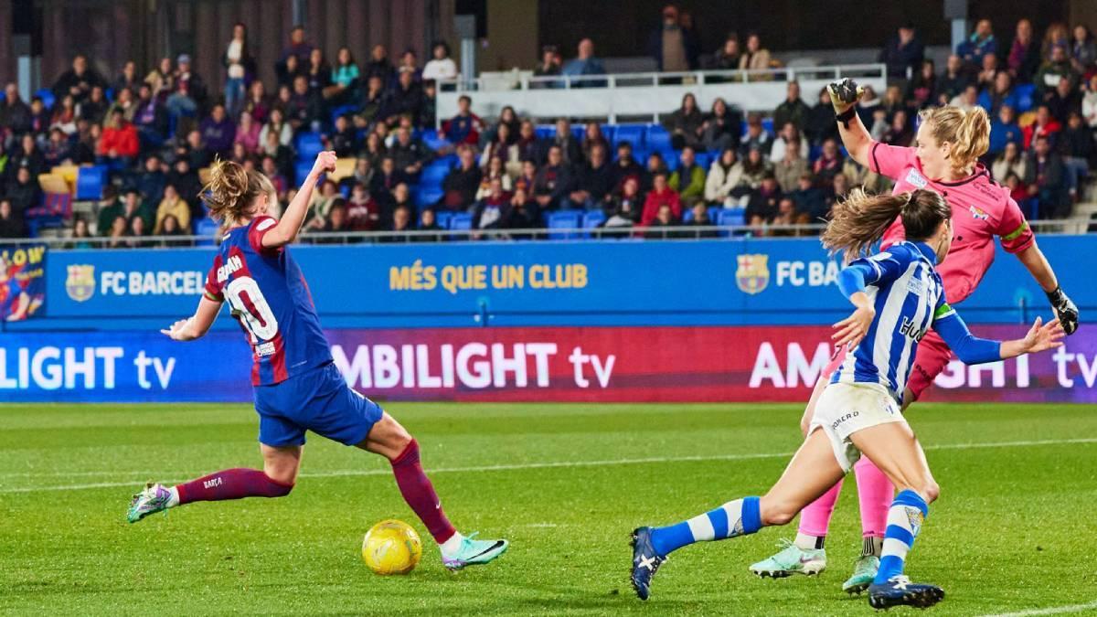 Graham, en el momento de marcar el gol 400 en el Johan