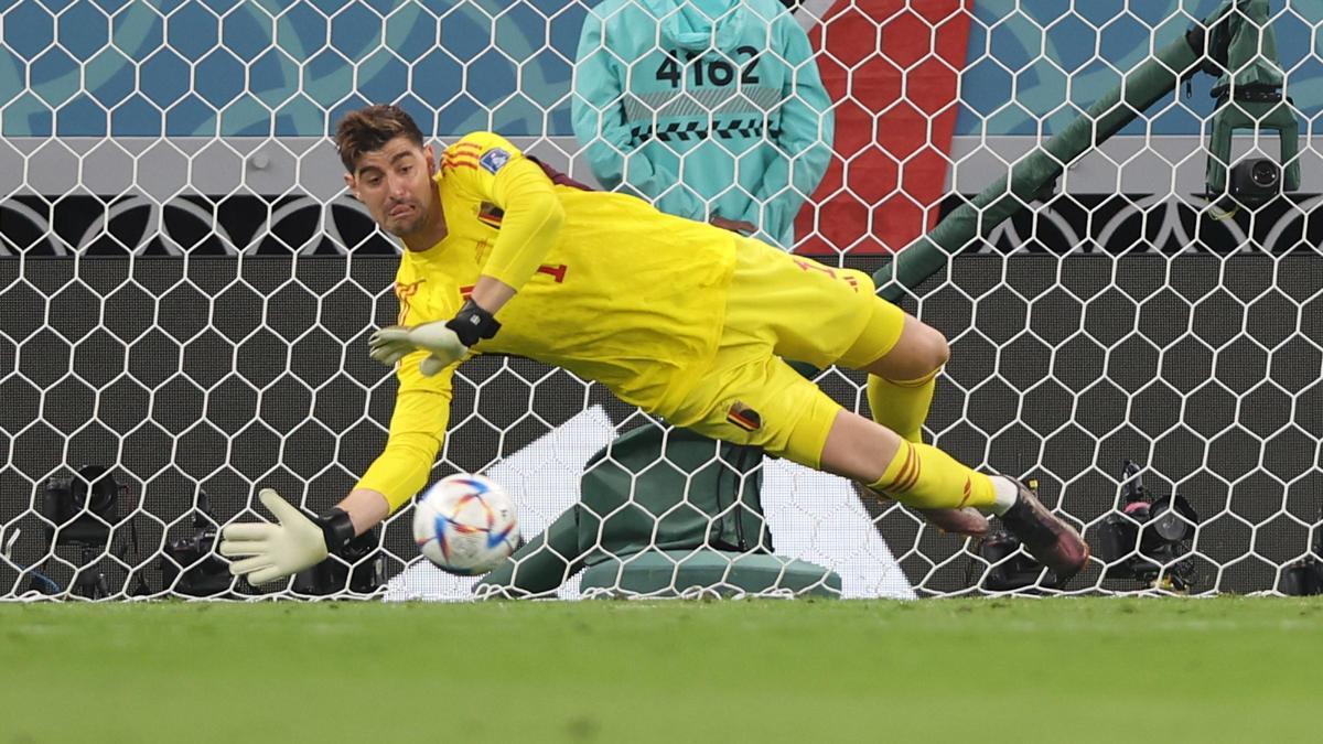 Courtois, durante un partido con la selección belga