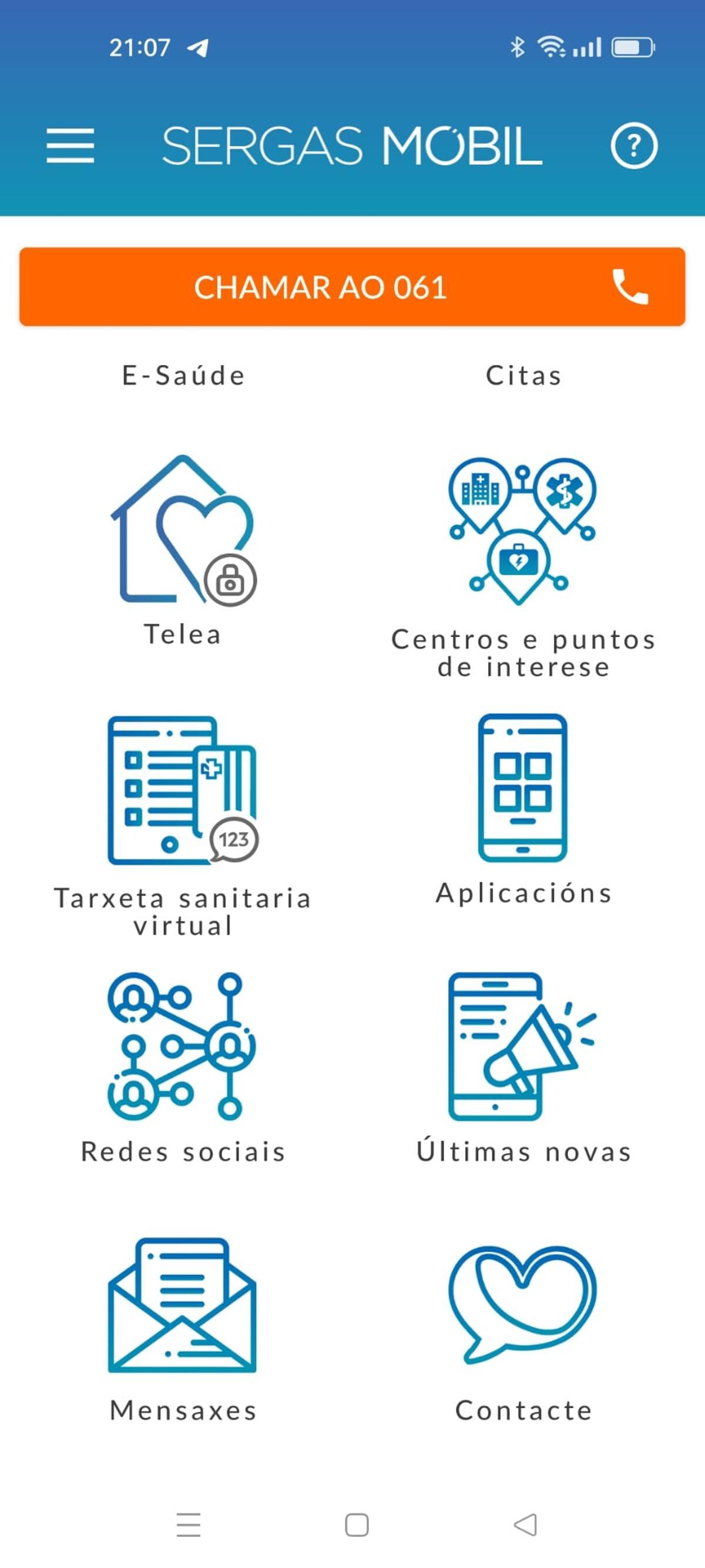 Interfaz de la app, con la opción de la tarjeta virtual