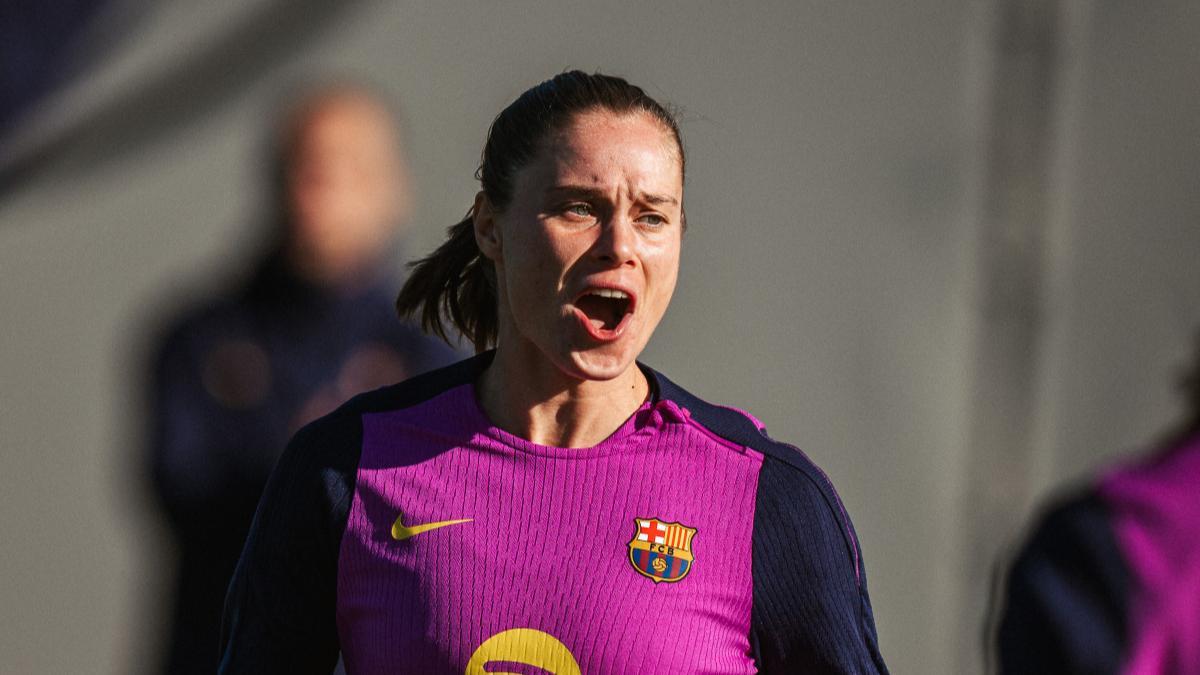 Ewa Pajor en un entrenamiento del Barça