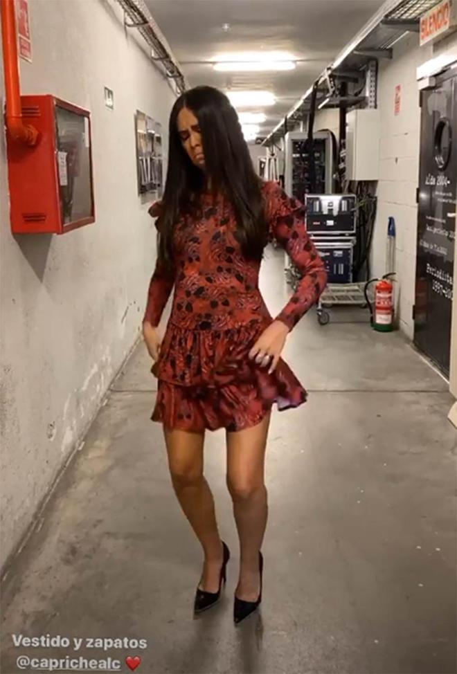 Cristina Pedroche con vestido de volantes y manga larga de estampado floral