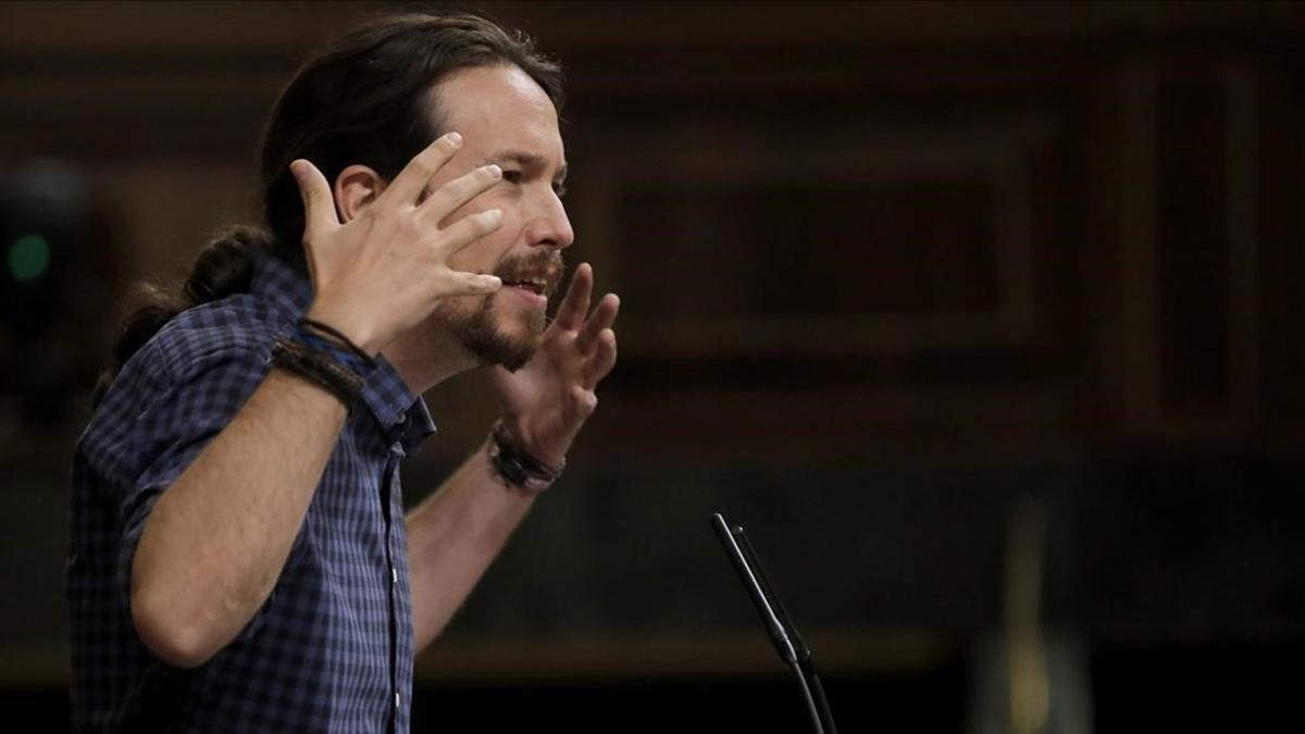 Pablo Iglesias interviene en el pleno del Congreso.