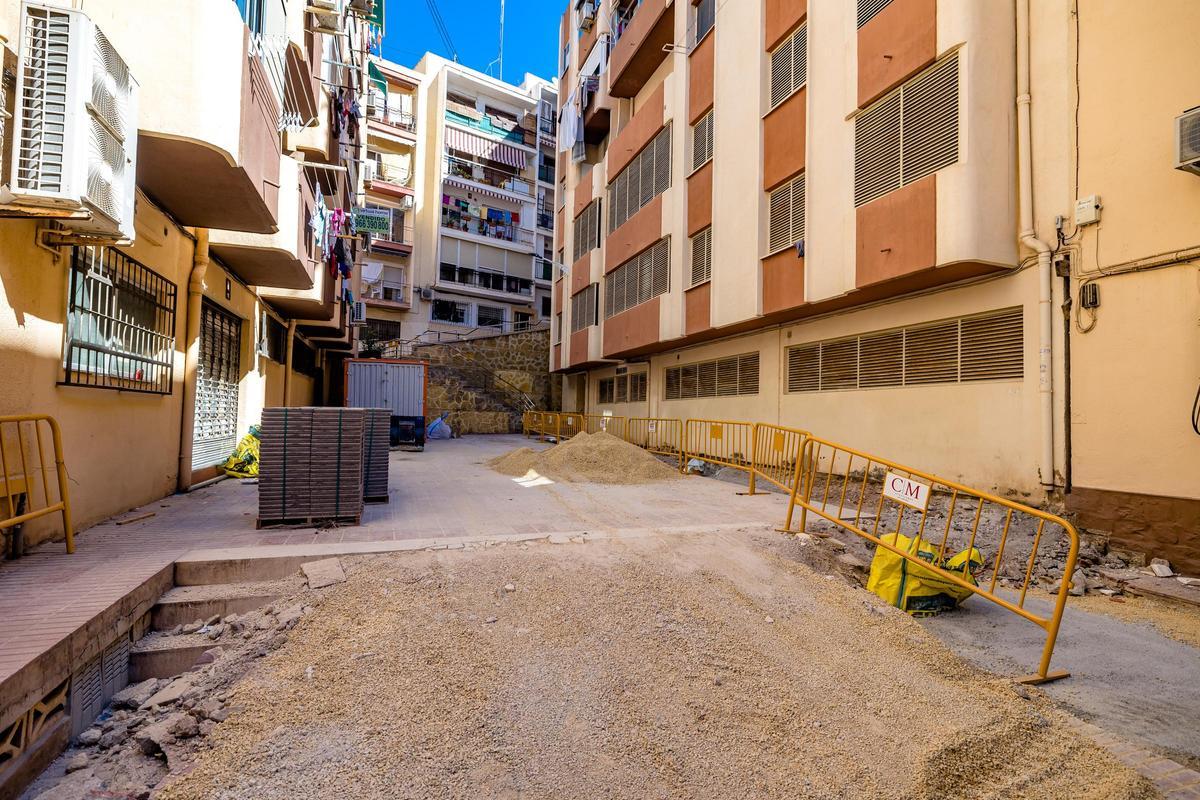 Las obras en la zona de Jaime I con Maravall, en Benidorm.