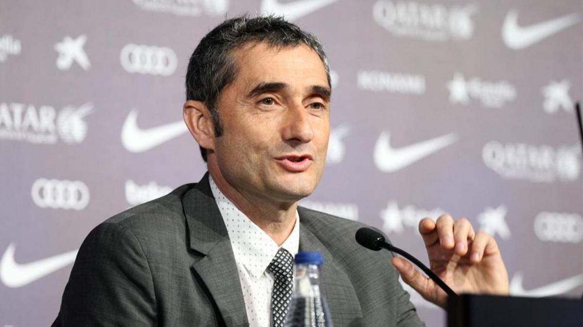 Ernesto Valverde, durante su presentación como nuevo técnico azulgrana