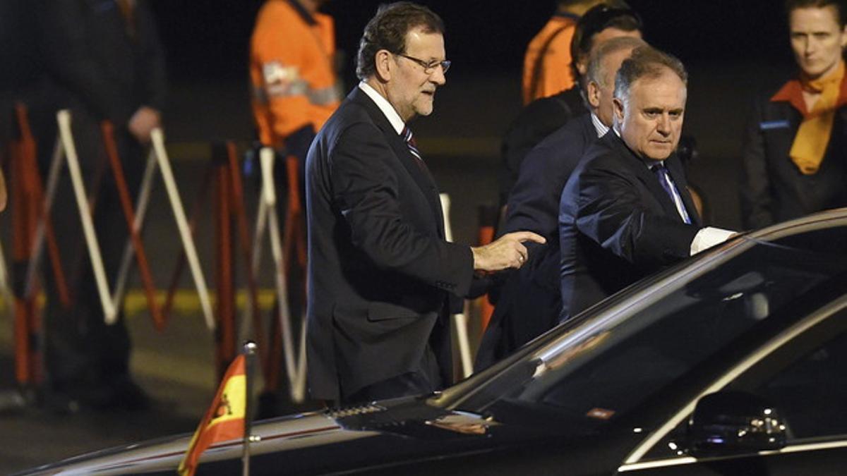 Mariano Rajoy a su llegada a Brisbane (Australia) para participar en la cumbre del G20