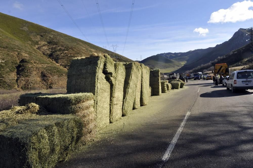 El vuelco de un camión obliga a cortar la carretera de Pajares