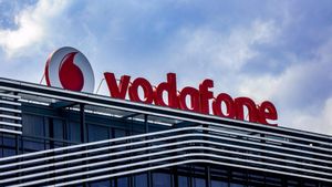Fachada de la sede de Vodafone en Madrid, en Madrid (España).