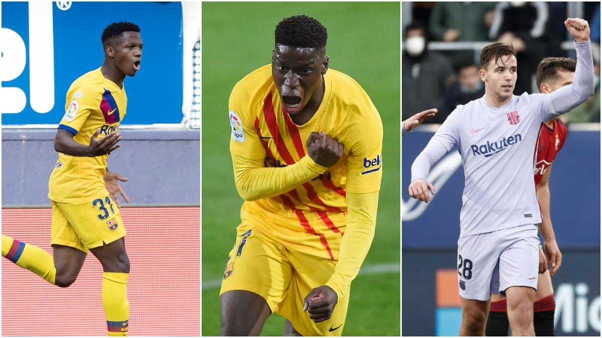 Ansu Fati, Ilaix Moriba y Nico González se han estrenado como goleadores en El Sadar