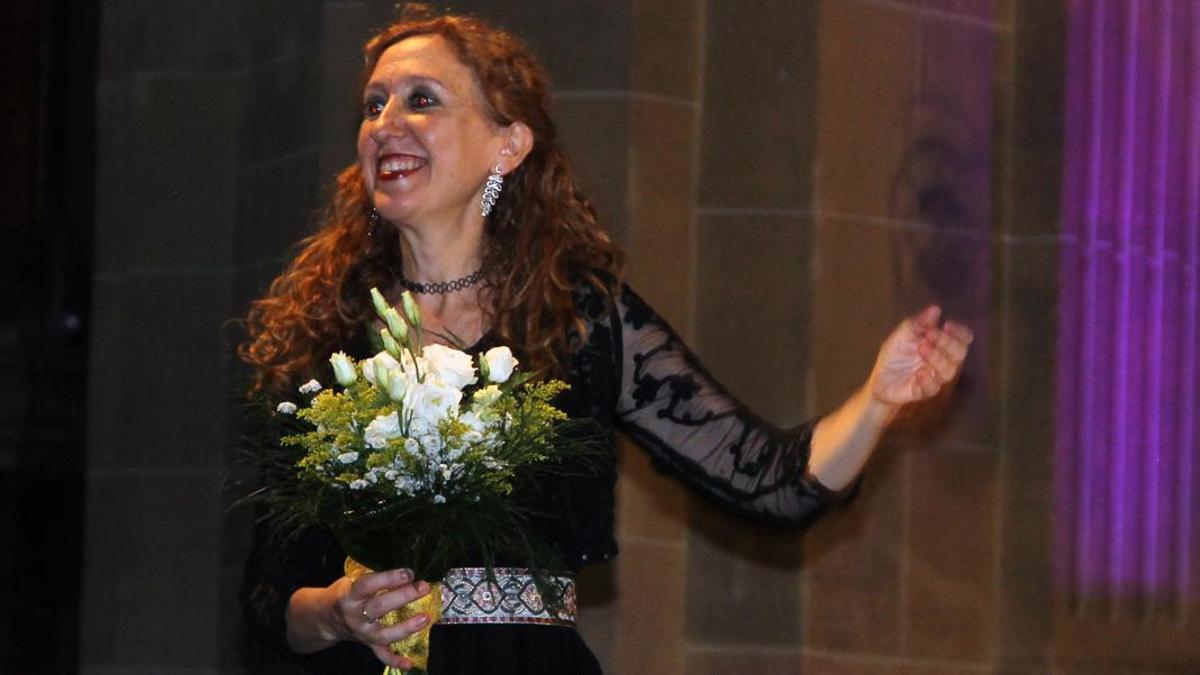 L’organista basca Loreto Aramendi, diumenge en acabar el concert de Capellades