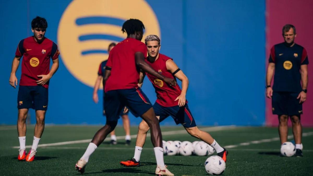 Gavi y Gariba, en el último entrenamiento del equipo