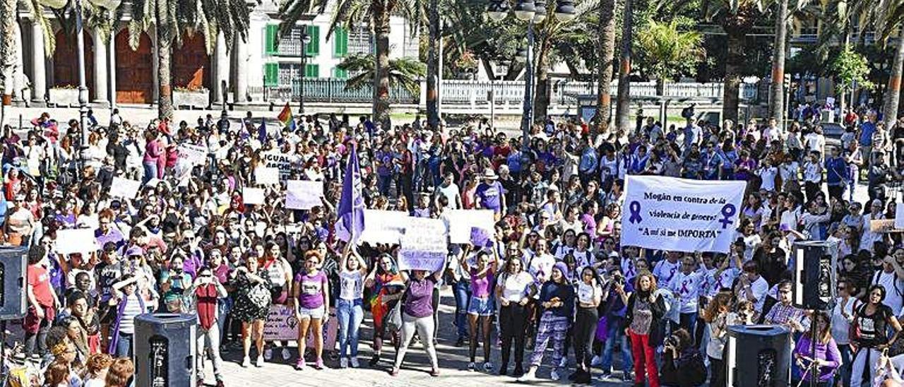 Una imagen de la manifestación contra la violencia de género, el pasado 25 de noviembre de 2018, en la capital grancanaria.