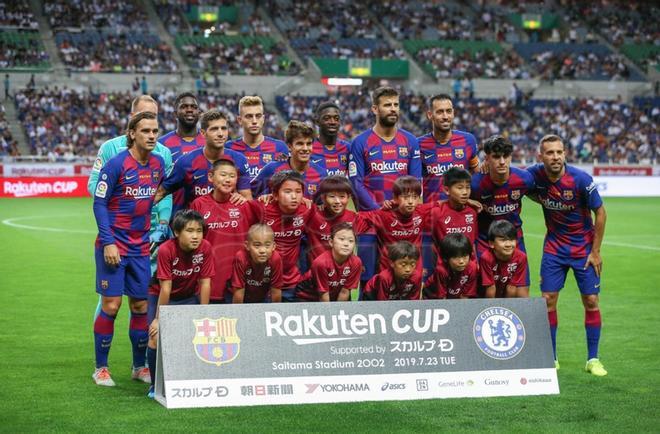 Alineacion del FC Barcelona para su partido contra el Chelsea, primer partido de pretemporada, amistoso correspondiente a la Rakuten Cup y disputado en el estadio Saitama.