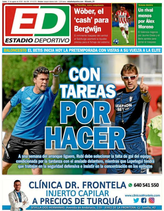 Portada ESTADIO DEPORTIVO lunes 12 agosto 2019