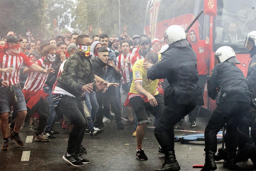 Incidentes antes del derbi entre Real Sporting y Real Oviedo