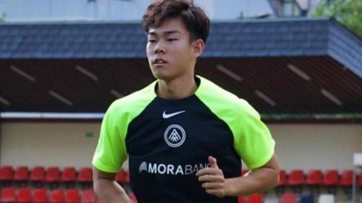 He Xiaoke, durante un entrenamiento del Andorra
