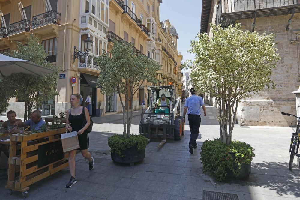 Colocan en València maceteros para evitar atentados terroristas