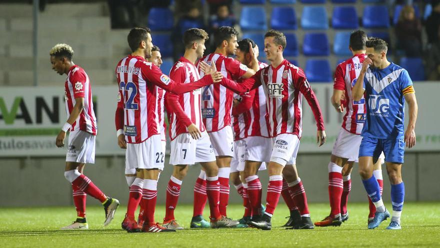 Els jugadors del Girona celebren el gol de Juan Cámara que va donar el bitllet per a la final contra el Badalona