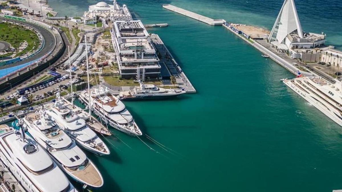 Vista aérea del Jeddah Yacht Club, en Arabia Saudí.