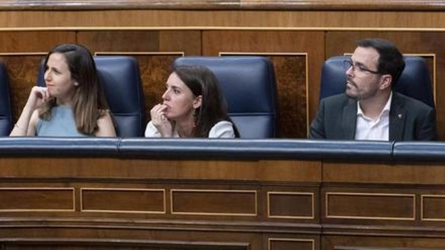 Ione Belarra, Irene Montero y Alberto Garzón.