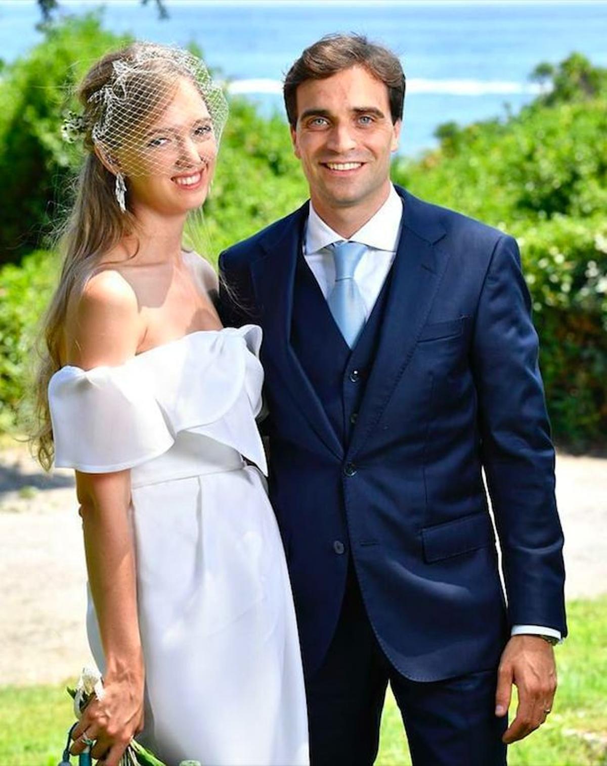 Eleonore de Habsburgo y Jérôme d'Ambrosio en el día de su boda