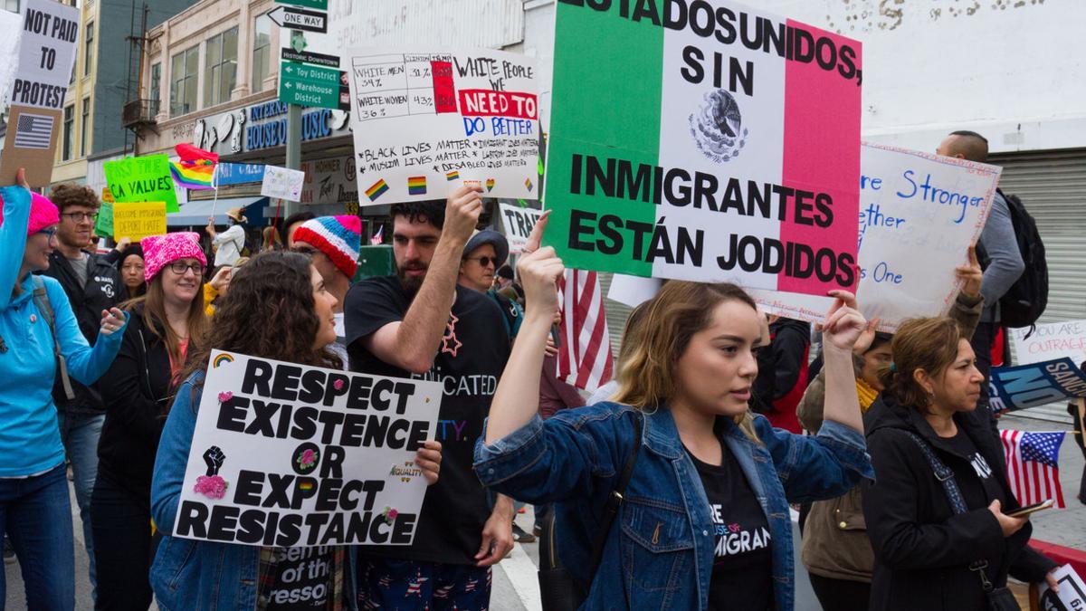 PROTESTA CONTRA LAS REDADAS Y POLÍTICAS ANTI INMIGRANTES EN EEUU