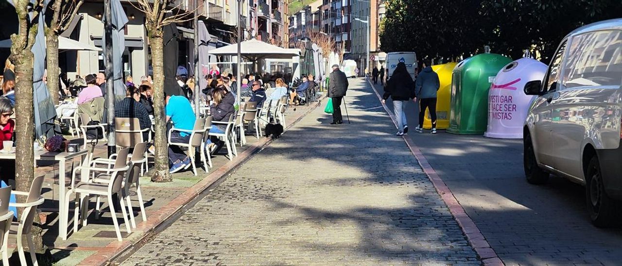 Una batería de contenedores en Mieres.