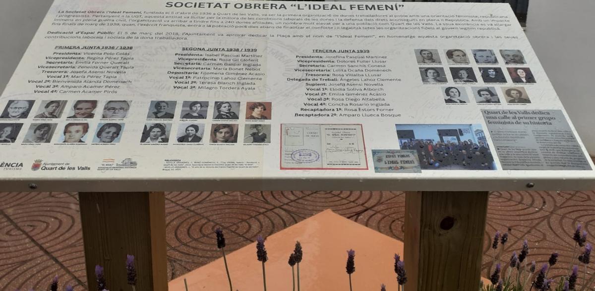 Placa conmemorativa de la sociedad obrera l'Ideal Femení.