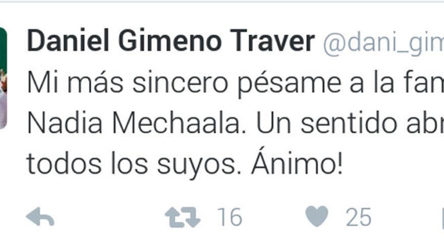 Dani Gimeno Traver muestra sus condolencias por Mechaala