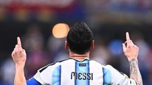 Lionel Messi celebra su gol ante Egipto en los octavos del Mundial. 
