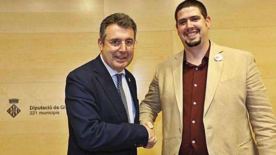 Miquel Noguer (JxCat) i Pau Presas (ERC), fent públic ahir l&#039;acord.