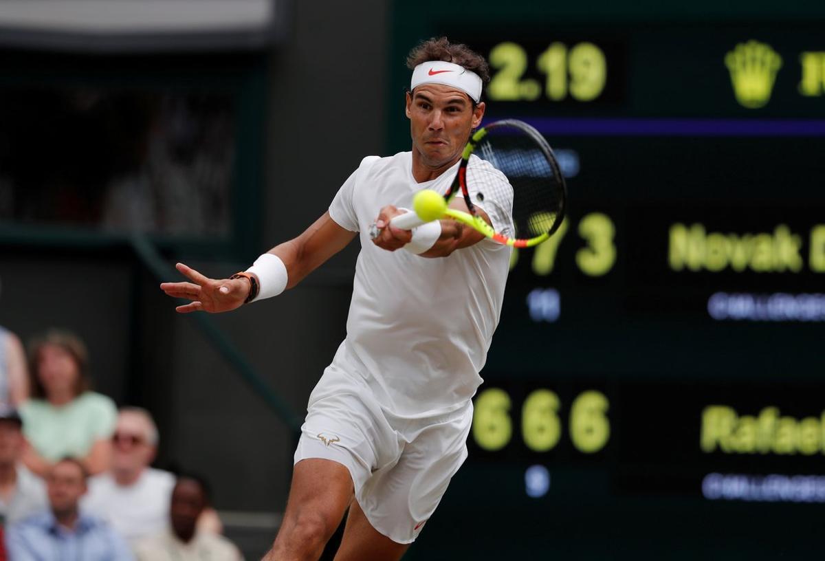 FILE PHOTO: Tennis - Wimbledon - All England Lawn Tennis and Croquet Club, London, Britain - July 14, 2018. Spain’s Rafael Nadal in action during his semi final match against Serbia’s Novak Djokovic   REUTERS/Andrew Couldridge/Pool/File Photo