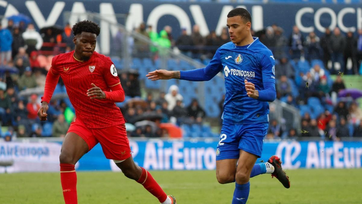 Greenwood con la camiseta del Getafe en un encuentro frente al Sevilla