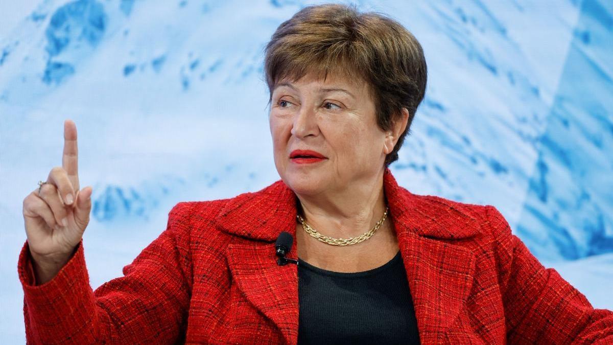 La directora gerente del FMI, Kristalina Georgieva, este jueves, en Davos.