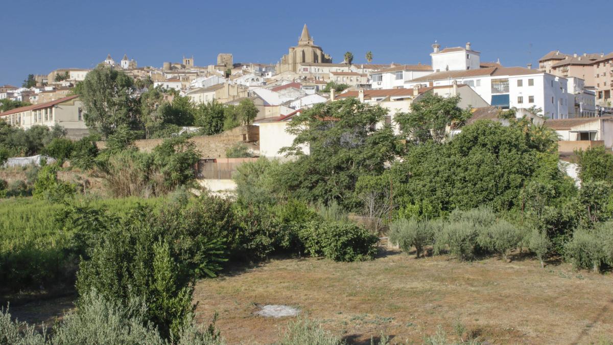 Panorámica de Cáceres captada desde la Ribera del Marco.