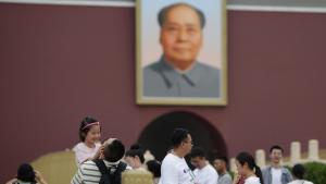 Retratdo de Mao Zedong en la plaza de Tiananmen, este lunes en Pekín.
