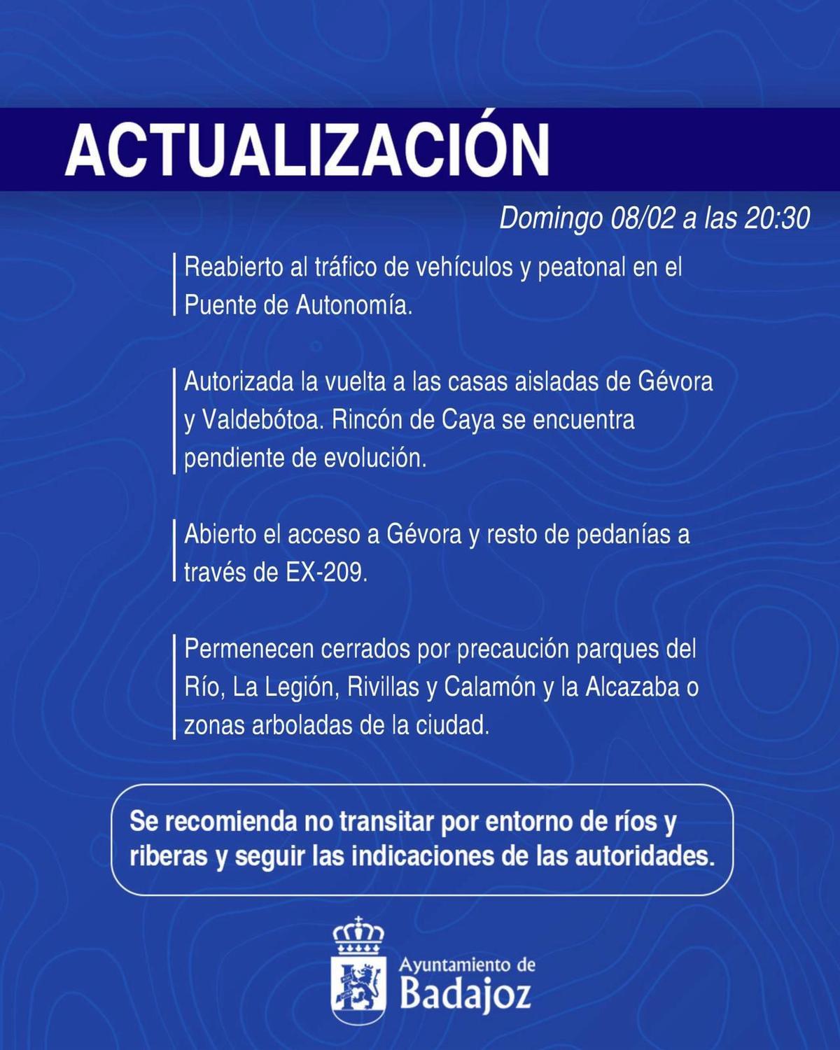Actualización del Ayuntamiento de Badajoz.