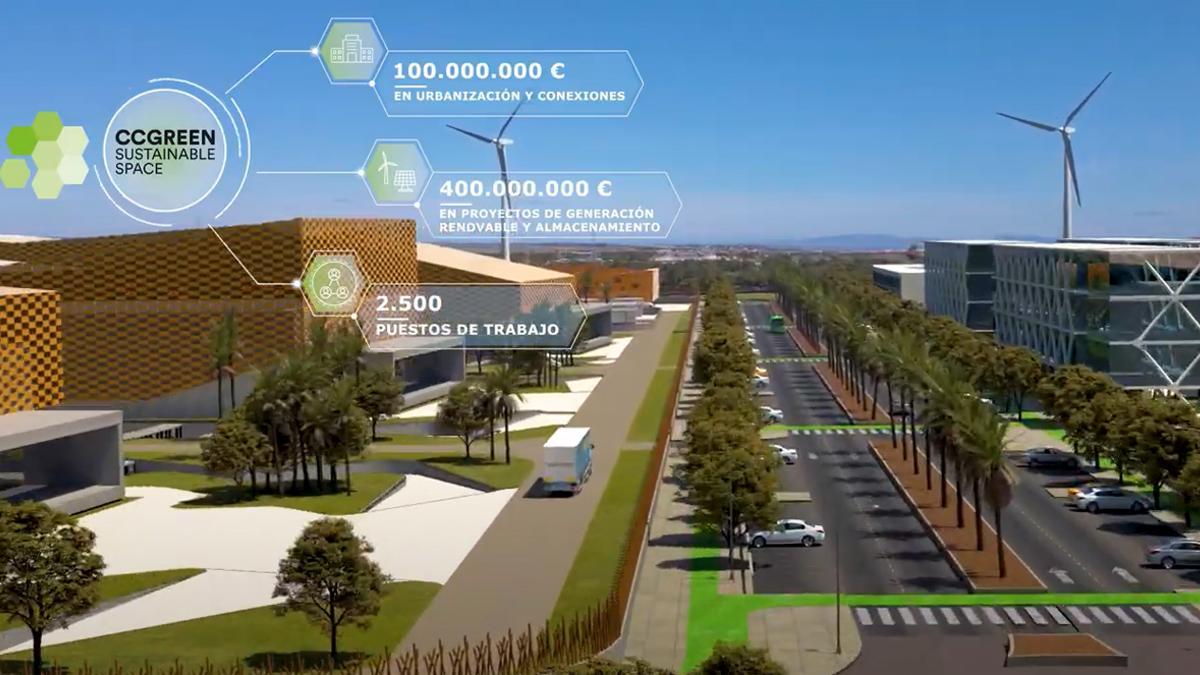 Infografia con la propuesta de urbanización de calles y edificios en el nuevo polígono industrial.