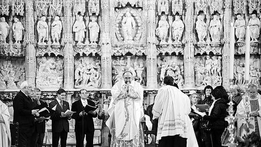 Sanz Montes, durante la celebración de la eucaristía con la que se despidió de la diócesis de Huesca.