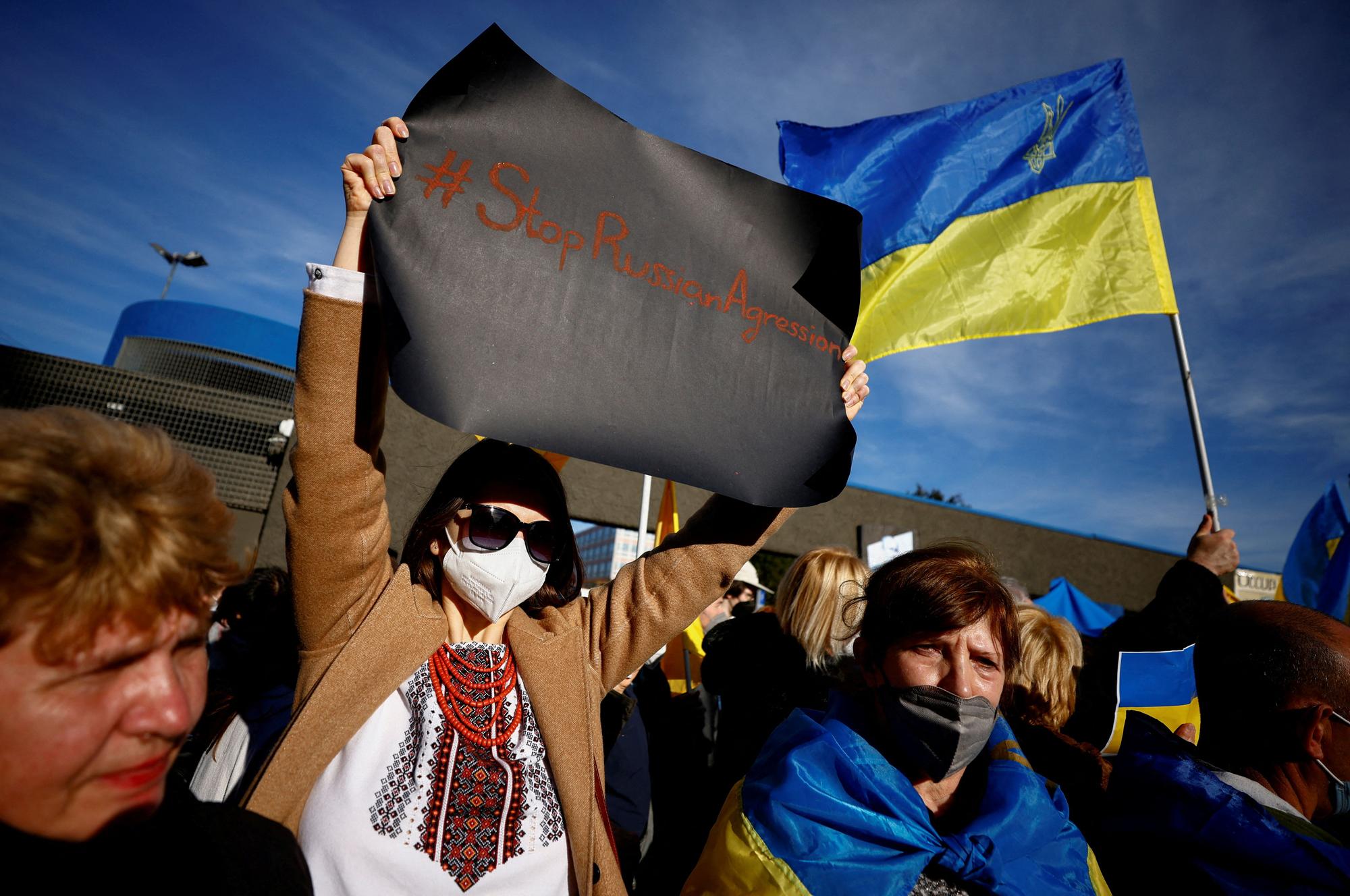 People protest in support of Ukraine, in Rome