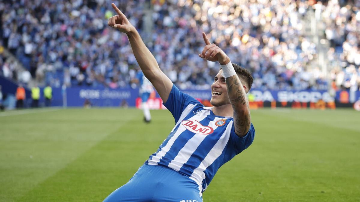 Roberto celebra su gol ante el Betis, el pasado domingo.