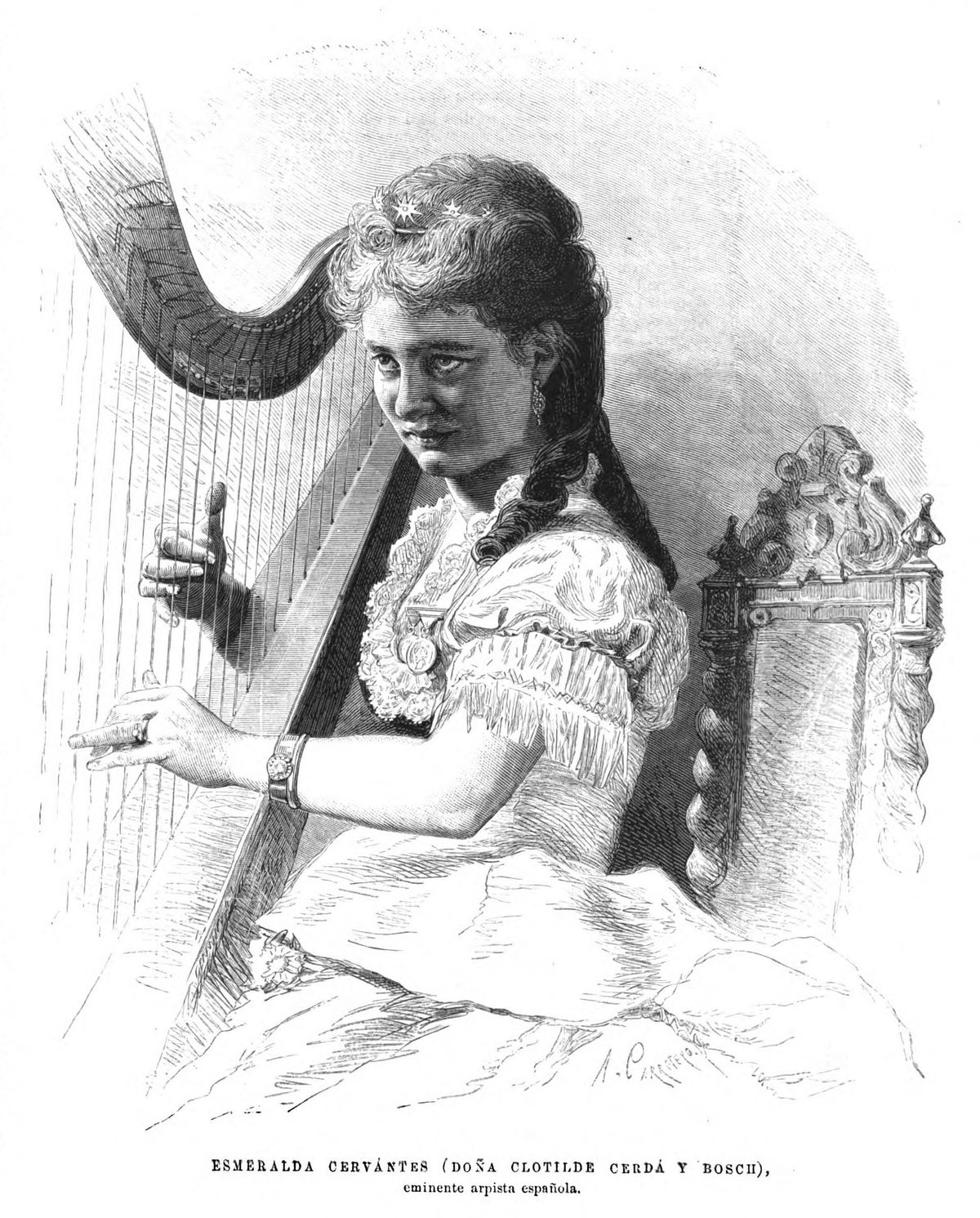 Clotilde Cerdà, en 1876, el año en que murió su padre putativo, Ildefons Cerdà.