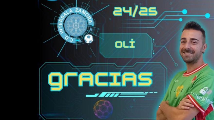 El InterSala Zamora anuncia que Oli no continúa en el equipo