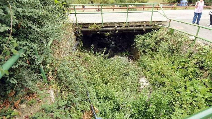 Estado en el que se encuentra el riachuelo al que se vierten las aguas residuales, en el centro de Llanos.