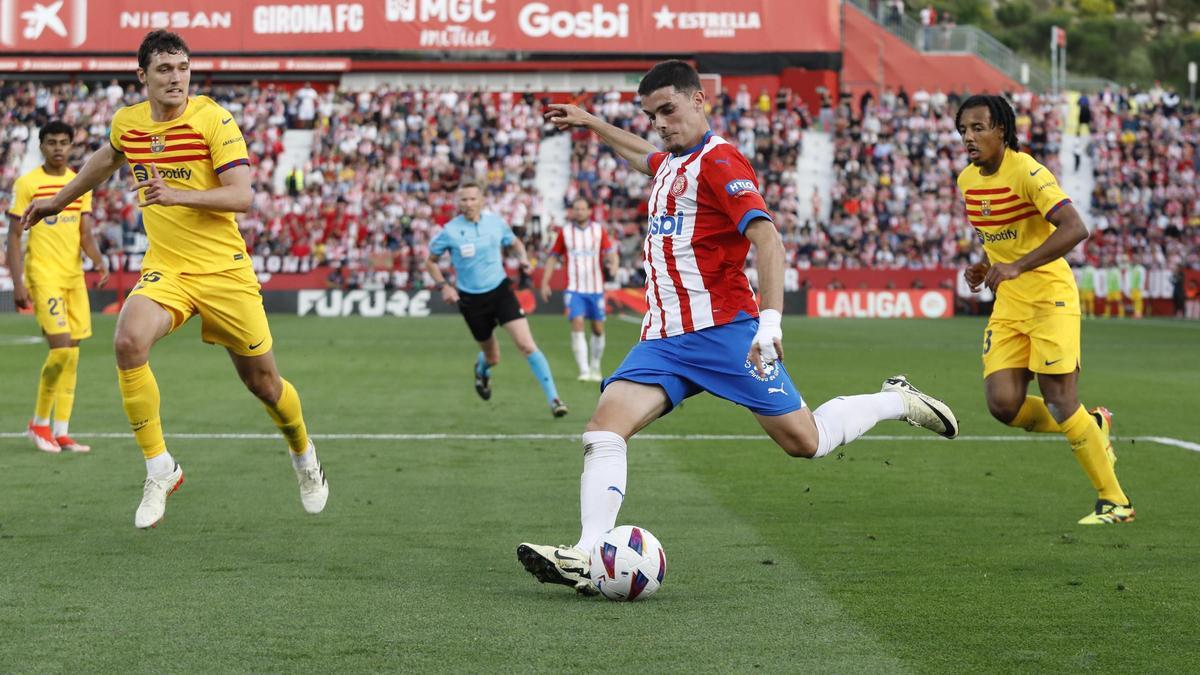 Miguel Gutiérrez, en el derbi contra el Barça.